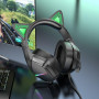 Дротові ігрові навушники Borofone BO106 Cat Ear з мікрофоном та підсвічуванням 2m, Black-Green