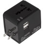 Мережевий зарядний пристрій XO WL01 2USB / UK / EU / US 1500W, Black