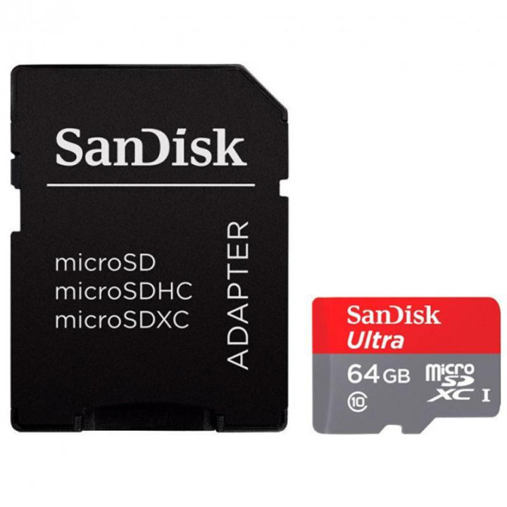 Карта памяти microSDXC SanDisk Ultra 64Gb (UHS-1) (140Mb/s) + Adapter SD