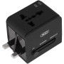 Мережевий зарядний пристрій XO WL01 2USB / UK / EU / US 1500W, Black
