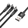 USB Cable Baseus MVP Mobile Game 3in1 CAMLT-WZ01 Lightning  / MicroUSB / Type-C 1.2m,  Black