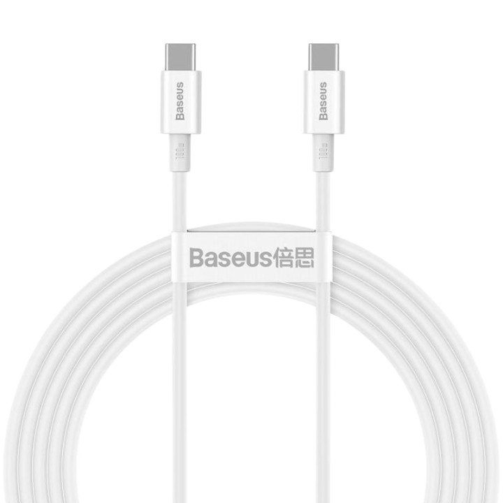 Data Кабель USB Baseus Superior Series Type-C / Type-C (CATYS-C02) 2m 100W, White