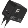 Мережевий зарядний пристрій XO WL01 2USB / UK / EU / US 1500W, Black