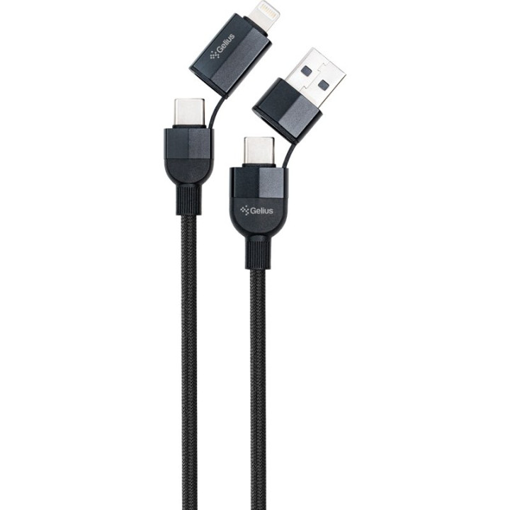 Кабель USB Gelius OpenX GP-UCN017 4in1 100W Lightning / Type-C / USB, Black