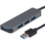 USB HUB адаптер BYL-2013U Metal 4-in-1 USB (4x USB 3.0/2.0), Grey