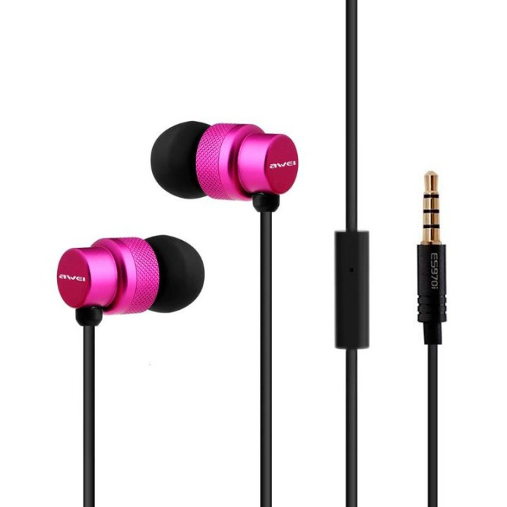 Наушники-гарнитура HF MP3 AWEI ES970i, Pink