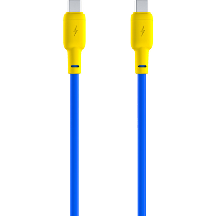 USB Cable Gelius Full Silicon GP-UCN001 Type-C to Type-C, Yellow / Blue