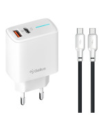 Мережевий зарядний пристрій Gelius Radiance GP-HC058 PD25W / QC3.0 Cable Type-C to Type-C, White