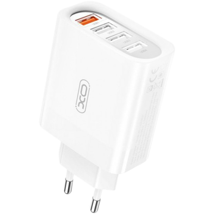 Зарядний пристрій XO L100 1-USB QC3.0 / 3-USB 3A, White