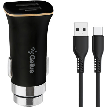 Автомобильное зарядное устройство Gelius Pro Apollo GP-CC01 USB 3.1A Cable Type-C, Black