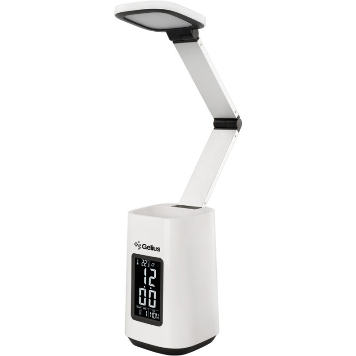 Настільна лампа Gelius Pro LED Desk Lamp GP-LTL003 Transformer з термометром, органайзером та годинником, White