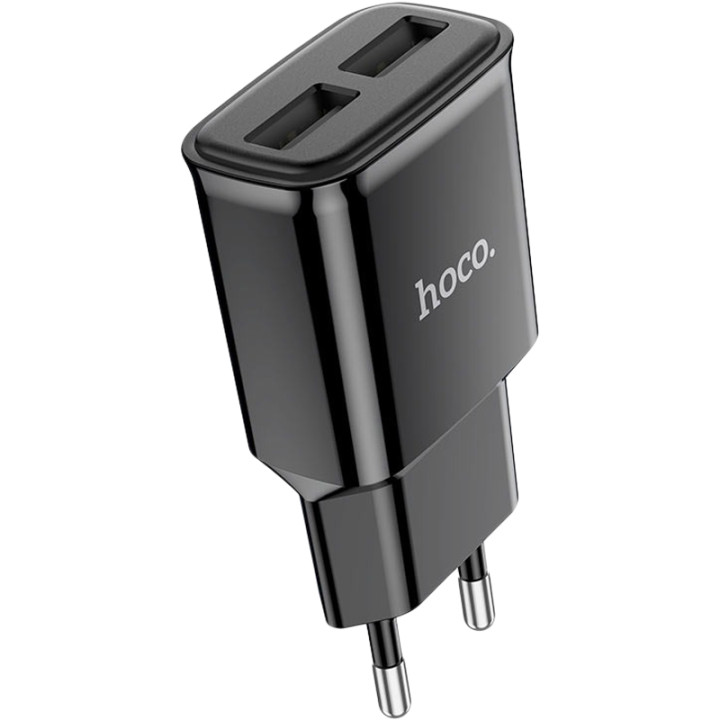 Сетевое зарядное устройство 2USB Hoco C88A, Black