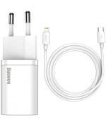 Сетевое зарядное устройство Baseus Super Si TZCCSUP-B02 20W 1Type-C + Cable Type-C to Lightning , White