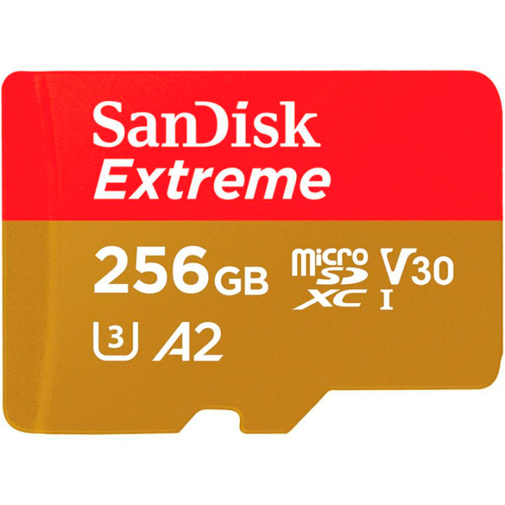 Карта пам'яті microSDXC SanDisk Extreme для мобільних ігор A2 V30 256Gb (R160Mb/s W90Mb/s) (Class 10) (UHS-1 U3) + адаптер SD
