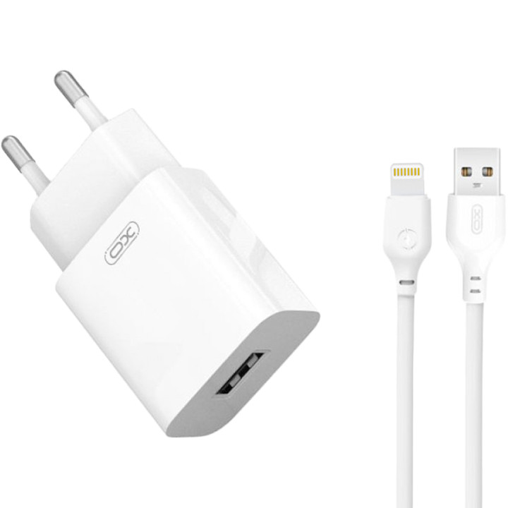 Сетевое зарядное устройство XO L99 USB 2.4A Lightning, White