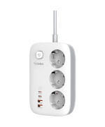 Сетевой фильтр Gelius T-Power 220V 3 розетки / 2 Type-C / 2 USB 65W 2m, White
