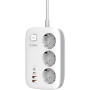 Мережевий фільтр Gelius T-Power 220V 3 розетки / 2 Type-C / 2 USB 65W 2m, White
