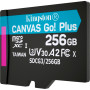 Карта памяти microSDXC KIngston Canvas Go Plus UHS-1 U3 (R-170Mb/s, W90Mb/s), 256Gb