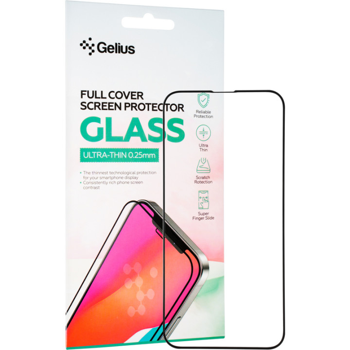 Захисне скло Gelius Full Cover Ultra-Thin 0.25mm для Apple iPhone 13/13 Pro, Black