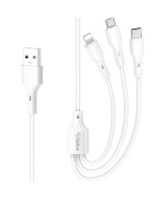Data - кабель Gelius Voltix GP-UCN015 3-в-1 2.4A USB - Lightning, Type-C, Micro-USB 1m, White