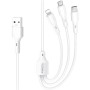 Data - кабель Gelius Voltix GP-UCN015 3-в-1 2.4A USB - Lightning, Type-C, Micro-USB 1m, White