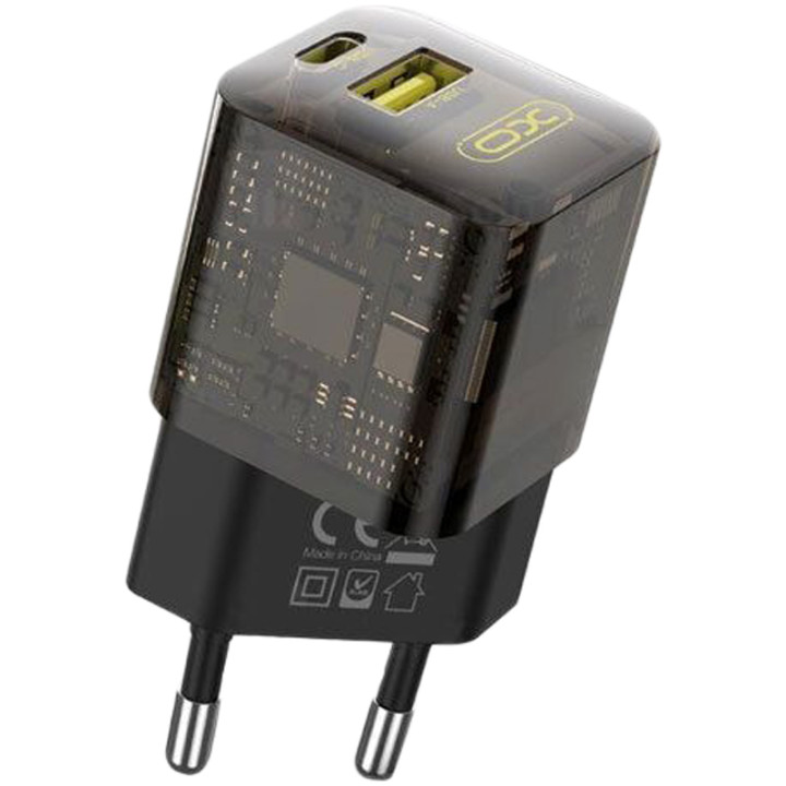 Мережевий зарядний пристрій XO CE05 (1USB + 1 Type-C / PD30W+QC3.0 /18W), Brown