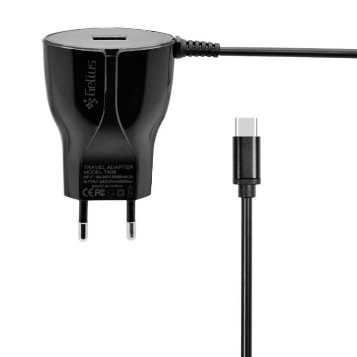 Сетевое зарядное устройство Gelius Ultra Edition USB, Type-C, 1.2m, Black