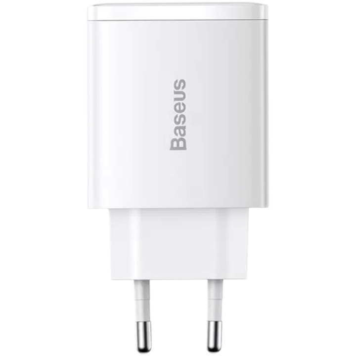 Мережевий зарядний пристрій Baseus Compact CCXJ-E02 2USB QC 3.0 Type-C PD 30W, White