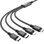 USB Кабель Hoco X76 4в1 (Type-C+Type-C+Lightning+Micro) 1m, Black