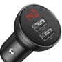 Автомобільний зарядний пристрій Baseus Digital (TZCCBX-0G) + USB кабель 3 в 1 4.8A 2 USB, Grey