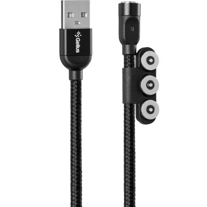 DATA-кабель GPUC-U013u Clip-On 3в1 micro / lightning / Type C, Black