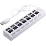 USB HUB HWD-H013 + доп питание (7 портов с отключением каждого и подстветкой), White