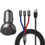 Автомобильное зарядное устройство Baseus Digital (TZCCBX-0G) + USB кабель 3 в 1  4.8A 2 USB, Grey