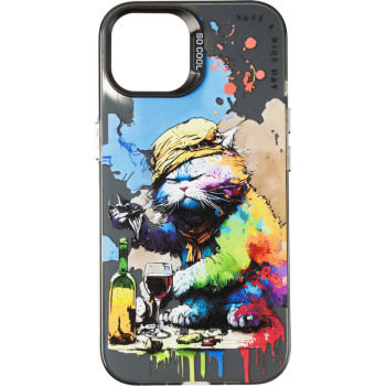 Чехол накладка Gelius Case (PC+TPU) для Apple iPhone 15, Drunk Cat
