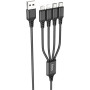 USB Кабель Hoco X76 4в1 (Type-C + Type-C + Lightning + Micro) 1m, Black