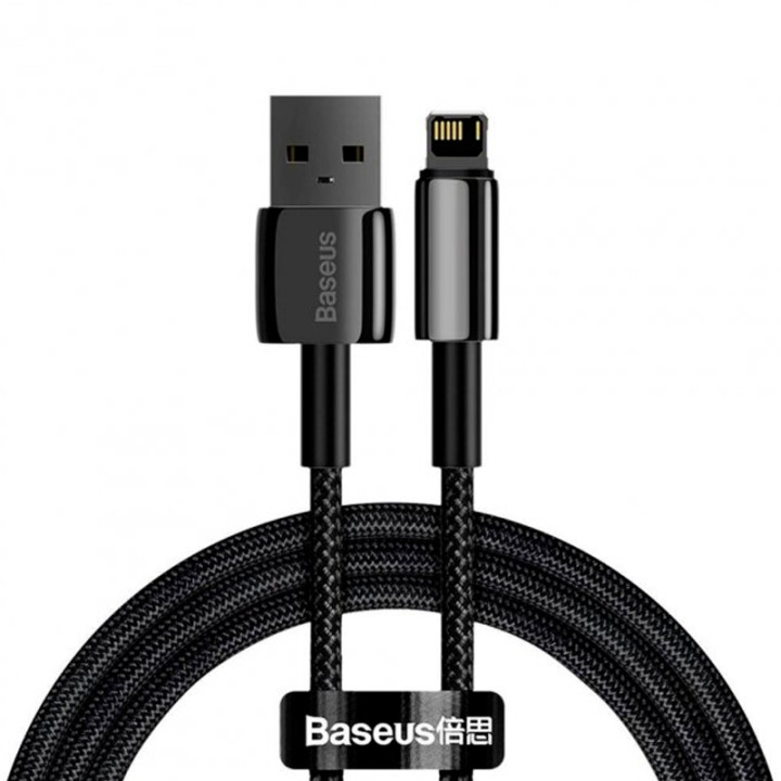 USB кабель Baseus Tungsten Gold Lightning 66W 2,4А (CALWJ-01) 1m, Black