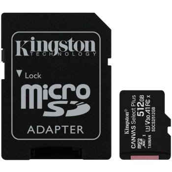 Карта памяти microSDXC 512Gb KIngston Canvas Select Plus A1 (UHS-1) (R-100Mb/s) + Adapter SD