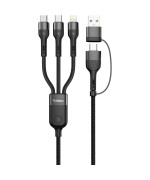 Data - Кабель Gelius Multimate GP-UCN006 4in1 USB - Type-C to Type-C / Lightning / Micro-USB 60W 1,2m, Black