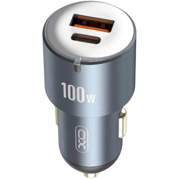 Автомобільний зарядний пристрій XO CC47 (1USB + Type-C / PD65W / 100W), Tarnish Black