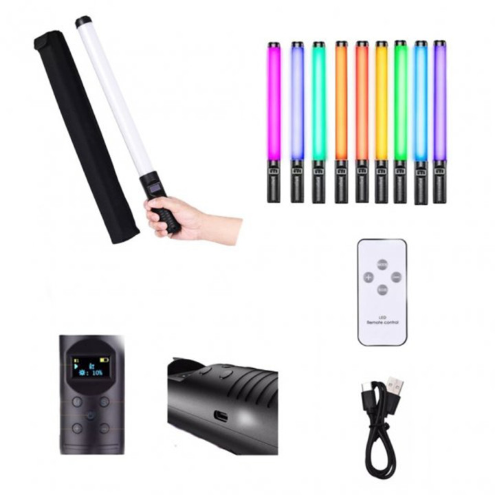 Лампа Led Stick RGB разноцветная палка-меч для фото и видео с пультом, Black