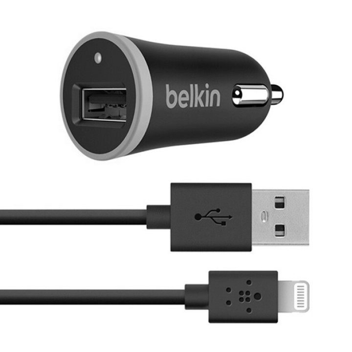 Автомобильное зарядное BELKIN (F8J078) lightning для iPhone 5, 6, 6 plus, ipad, iPod Black