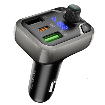 FM-модулятор (трансмітер) - автомобільний зарядний пристрій Borofone BC38 QC3.0 PD20W LED, Black