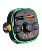 FM-модулятор (трансмиттер) + автомобильное зарядное устройство Gelius Pro RGB-QC3.0 GP-FMT050 Type-C 2 USB 2.4A, Black