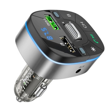 Автомобільний зарядний пристрій з FM-модулятором Hoco E71 PD18W QC3.0 BT5.0, Black
