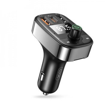 FM-модулятор / зарядний пристрій XO BCC06, 2 USB/1 Type - C, 50W, Black