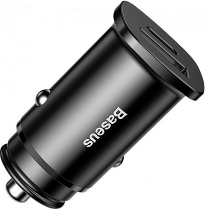 Автомобильное зарядное устройство Baseus CCALL-AS01 5A 30W 1USB 1Type-C, Black