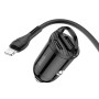 Автомобільний зарядний пристрій Hoco NZ2 4.8A USB PD Type-C QC3.0 30W Lightning 1м, Black