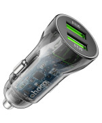 Автомобильное зарядное устройство HOCO Z47 QC3.0 (2USB/20W) + USB - MicroUSB, Black