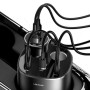 Автомобільний зарядний пристрій USAMS US-CC151 2USB/1Type-C/2 прикуривателя 3A 245W LED дисплей, Black