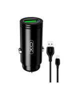 Автомобильное зарядное устройство XO CC39 USB 18W QC3.0 3A cable lightning, Black